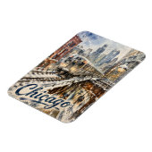 Chicago-El-Zug im Winterschnee Magnet (Linke Seite)