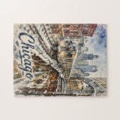 Chicago-El-Zug im Winterschnee Puzzle (Horizontal)