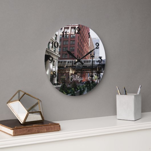 Chicago Elevated Loop Train Große Wanduhr (Büro)