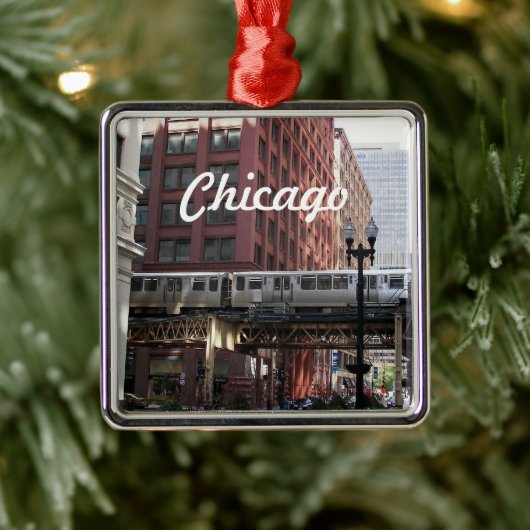 Chicago Elevated Loop Train Holiday Ornament Aus Metall (Baum)