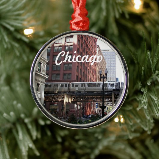 Chicago Elevated Loop Train Holiday Ornament Aus Metall (Baum)