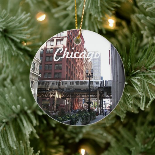 Chicago Elevated Loop Train Keramik Ornament (Baum)