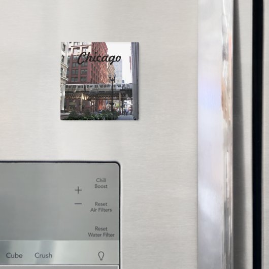 Chicago erhöhte Zug-Foto Magnet (In Situ (Kühlschrank))