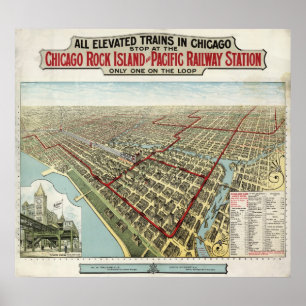 Chicago erhöhte Züge (Poole) 1897 - GEALTERTES BMB Poster