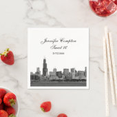 Chicago Etched Look Skyline Sweet 16 Serviette (Beispiel)