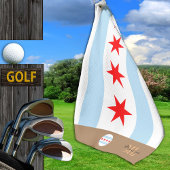 Chicago Fahne & Illinois mit Monogramm / Golftüche Golfhandtuch