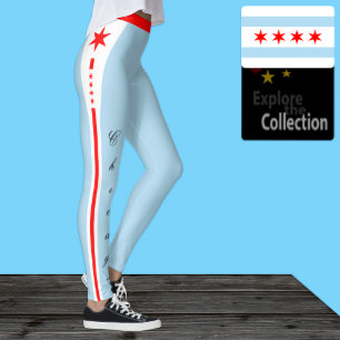 Chicago Fashion Leggings, Chicago Flag /sports Leggings