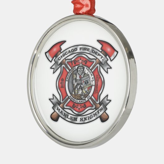 Chicago-Feuerwehr/Harlem adelt E86 T57 A20 Silbernes Ornament (Links)