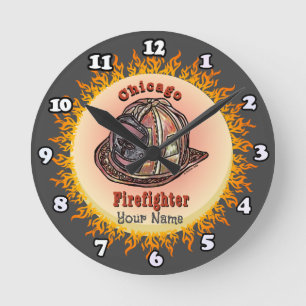 Chicago-Feuerwehrmann-Uhr Runde Wanduhr