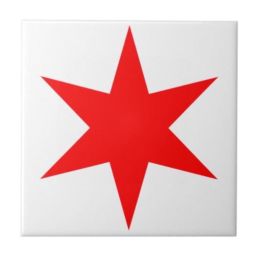 Chicago Flag 6-Punkte-Star Fliese (Vorderseite)
