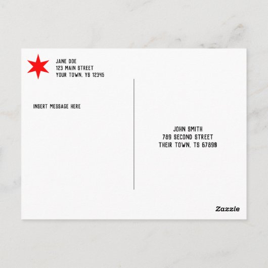 Chicago Flag 6-Punkte-Star Postkarte (Rückseite)