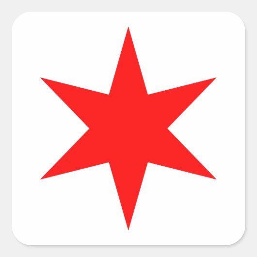Chicago Flag 6-Punkte-Star Quadratischer Aufkleber (Vorderseite)