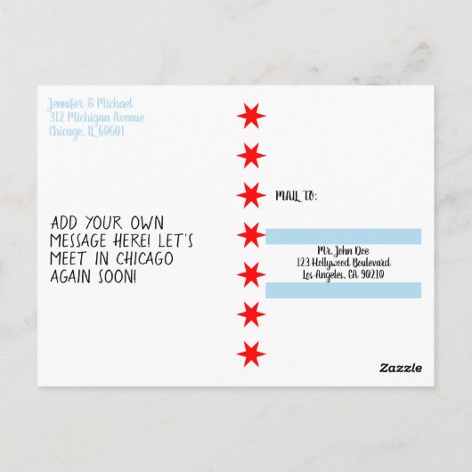 Chicago Flag 6-Punkte-Sternenvorlage Postkarte (Rückseite)
