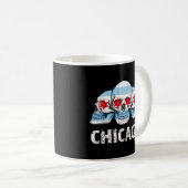 Chicago Flag Artwork für Men Chicago mit Skulls Kaffeetasse (VorderseiteRechts)