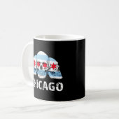 Chicago Flag Artwork für Men Chicago mit Skulls Kaffeetasse (Vorderseite Links)