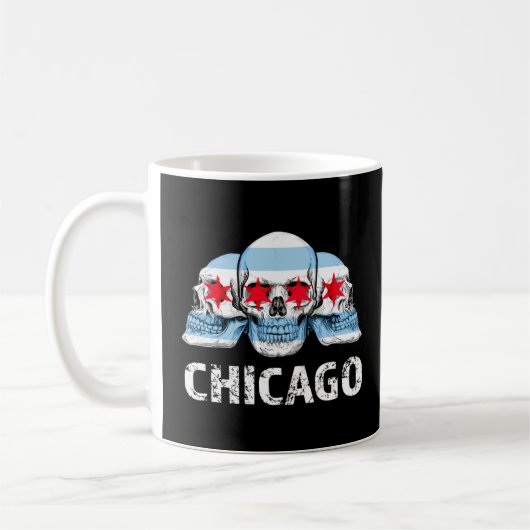 Chicago Flag Artwork für Men Chicago mit Skulls Kaffeetasse (Links)