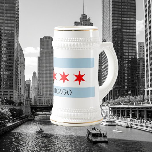 Chicago flag beer stein with custom text bierglas