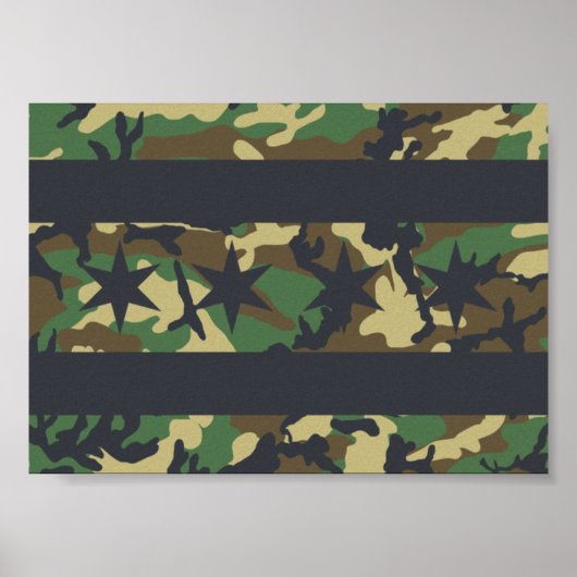 Chicago Flag Camouflage Design Poster (Vorne)