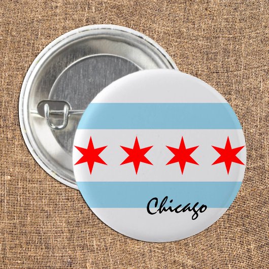 Chicago Flag, City & Illinois Staat USA/Sport Button