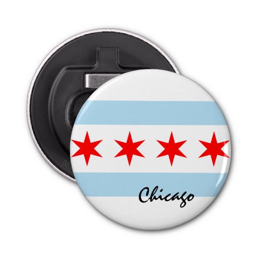 Chicago Flag, City & Illinois Staat USA/Sport Flaschenöffner (Vorderseite)