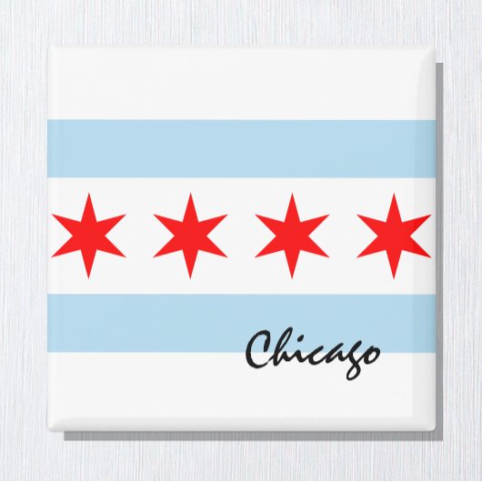 Chicago Flag, City & Illinois Staat USA/Sport Magnet