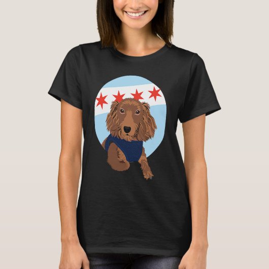Chicago Flag Dachshund 1 T-Shirt (Vorderseite)