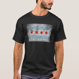 Chicago Flag gestresste Vintage Style Pride Men Wo T-Shirt