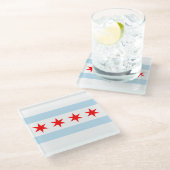 Chicago Flag Glass Untersetzer (Schrägansicht)