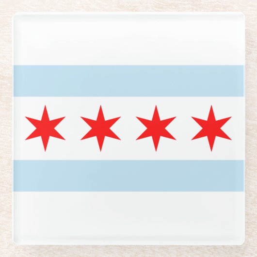 Chicago Flag Glass Untersetzer (Vorderseite)