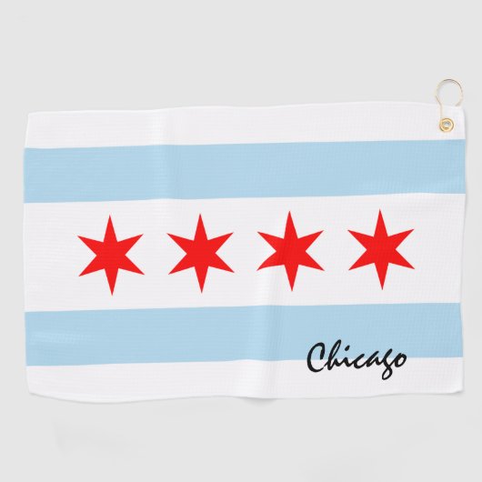 Chicago Flag & Illinois Staat USA Golf / Sportfans Golfhandtuch (Horizontal)