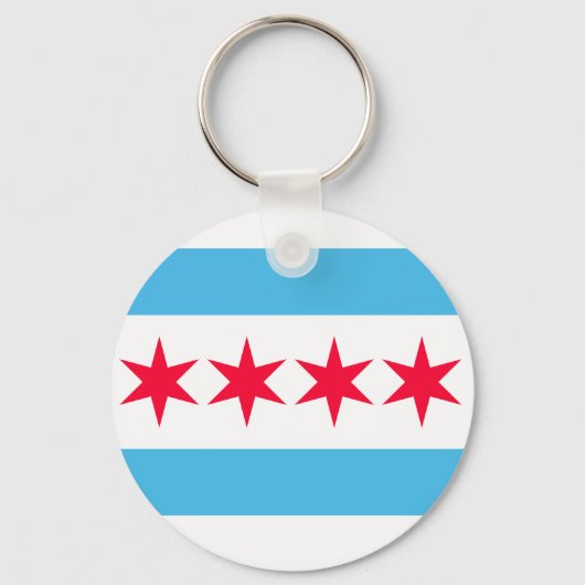 Chicago Flag Inspiriert Retro City Prix Design Schlüsselanhänger (Vorderseite)