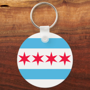 Chicago Flag Inspiriert Retro City Prix Design Schlüsselanhänger