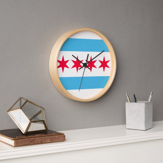 Chicago Flag Inspiriert Retro City Prix Design Uhr (Büro)