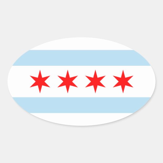 Chicago Flag Oval Sticker (Vorderseite)