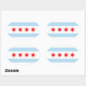 Chicago Flag Oval Sticker (Blatt)