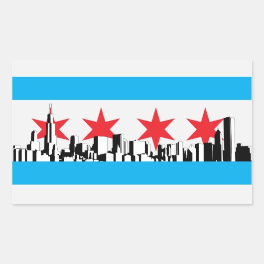 Chicago Flag Rechteckiger Aufkleber (Vorderseite)
