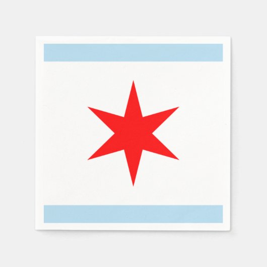 Chicago Flag Red Star Blue Stripes City of Chicago Serviette (Vorderseite)