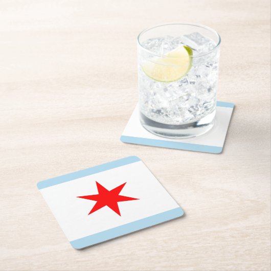 Chicago Flag Red Star Light Blue Streifen Rechteckiger Pappuntersetzer (Vor Ort)