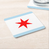 Chicago Flag Red Star Light Blue Streifen Rechteckiger Pappuntersetzer (angewinkelt)