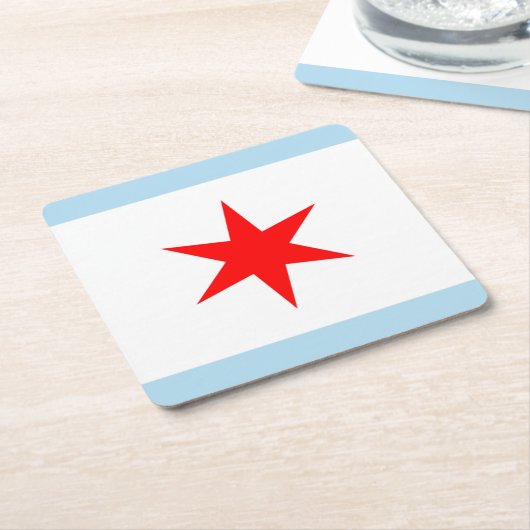 Chicago Flag Red Star Light Blue Streifen Rechteckiger Pappuntersetzer (angewinkelt)