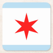 Chicago Flag Red Star Light Blue Streifen Rechteckiger Pappuntersetzer (Vorderseite)
