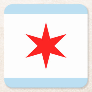 Chicago Flag Red Star Light Blue Streifen Rechteckiger Pappuntersetzer