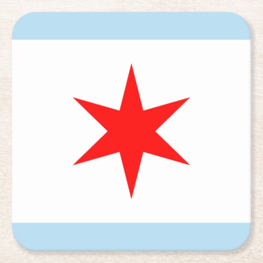 Chicago Flag Red Star Light Blue Streifen Rechteckiger Pappuntersetzer (Vorderseite)