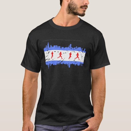 Chicago Flag Runner Gear Chicago Running Apparel T-Shirt (Vorderseite)