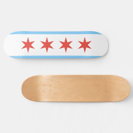 Chicago Flag Skate Board Skateboard (Horizontal)