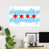 Chicago Flag Skyline Poster (Heimbüro)