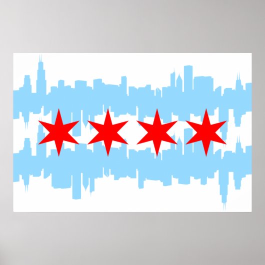 Chicago Flag Skyline Poster (Vorne)
