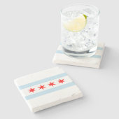 Chicago Flag Stone Untersetzer (Seitenansicht)