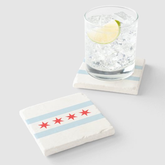 Chicago Flag Stone Untersetzer (Seitenansicht)