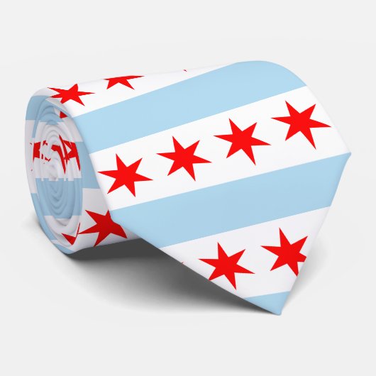 Chicago Flag Strips and Stars Muster Krawatte (Gerollt)